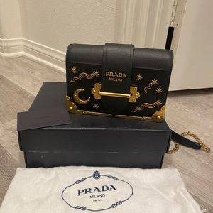 Prada Cahier astrology shoulder bag black